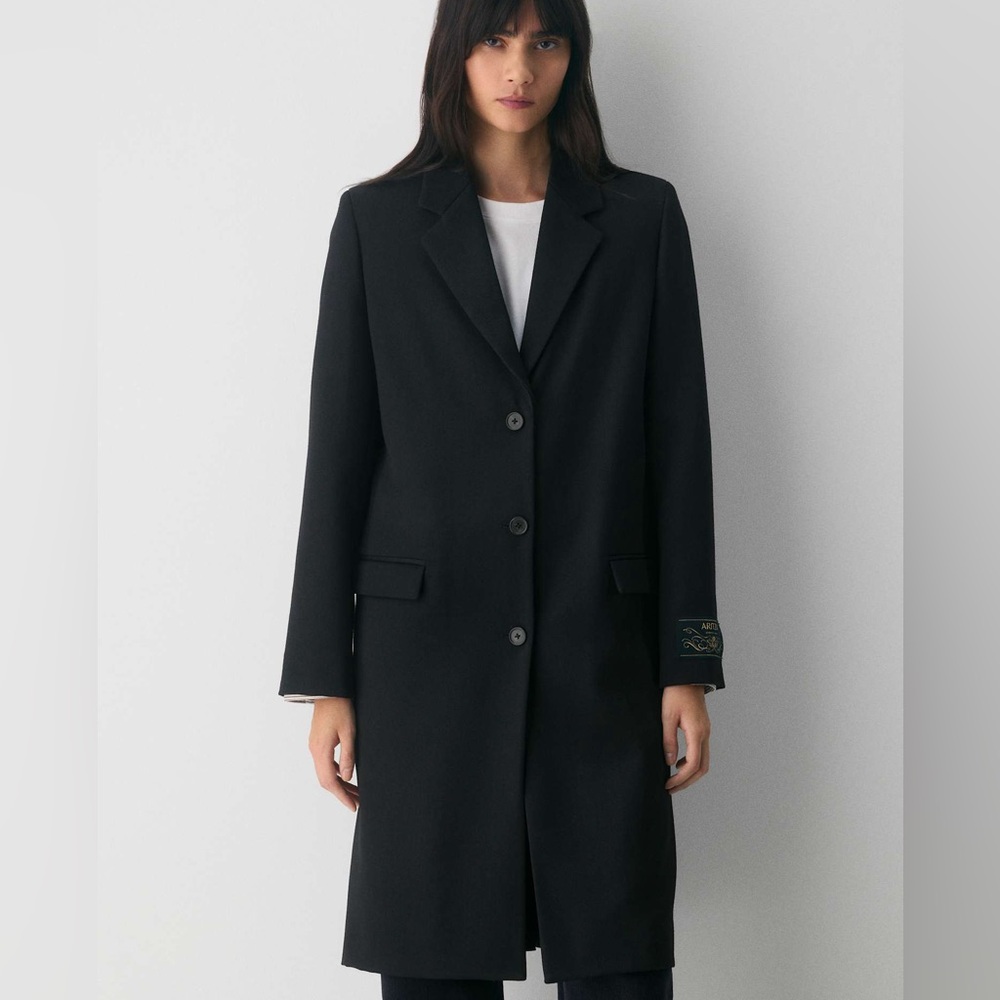 Aritzia Babaton Black Long Wool Coat Size Small